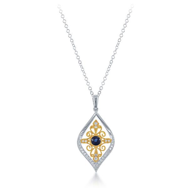 View 14Kw or y/14kr Gold Sapphire Pendant