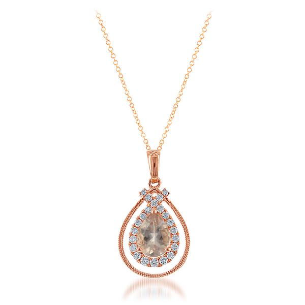 View 14Kw or y/14kr Gold Morganite Pendant