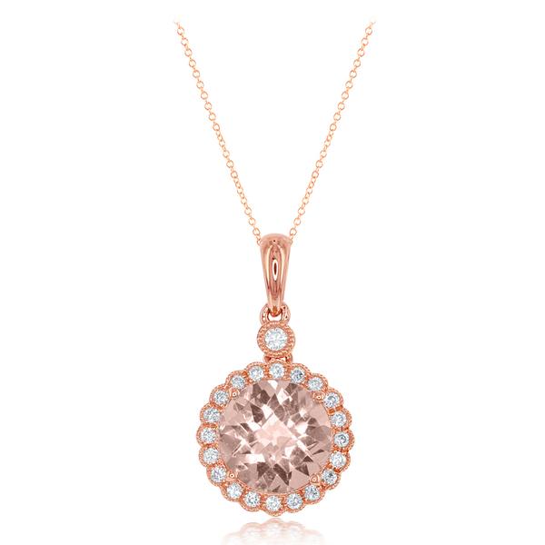 View 14Kw or y/14kr Gold Morganite Pendant