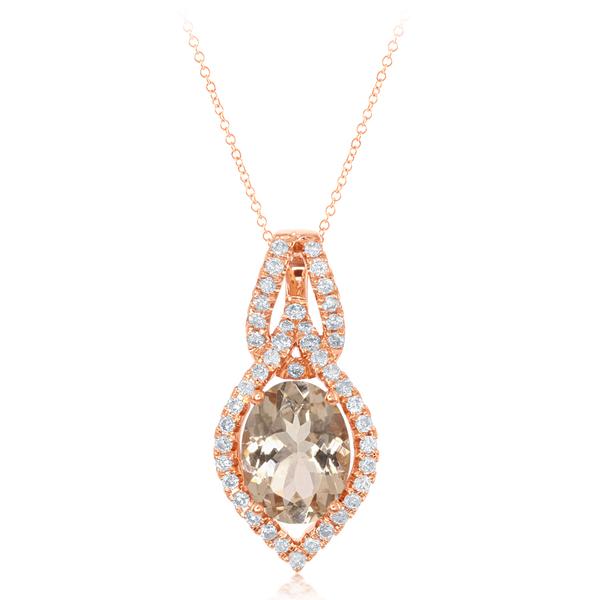 View 14Kw or y/14kr Gold Morganite Pendant