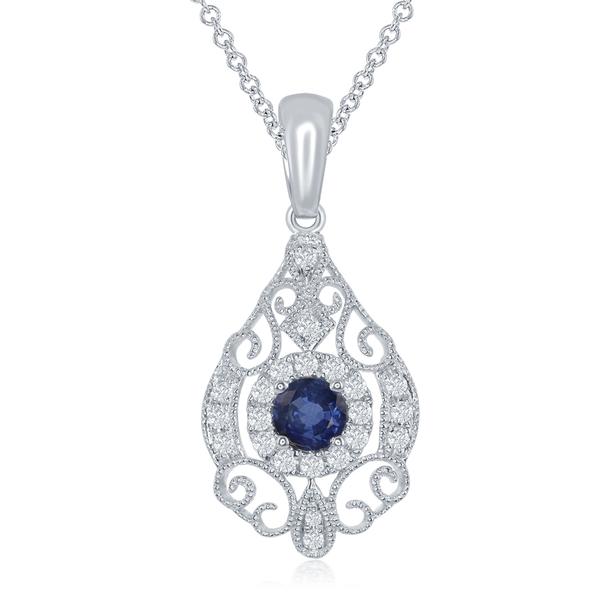 View 14Kw or y/14kr Gold Sapphire Pendant