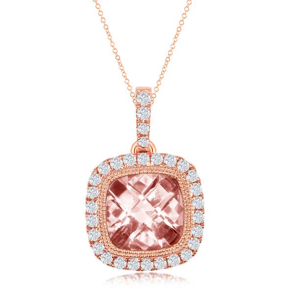 View 14Kw or y/14kr Gold Morganite Pendant