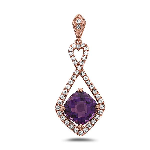 View 14Kw or y/14kr Gold Amethyst Pendant