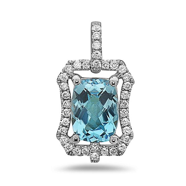 View 14Kw or y/14kr Gold Blue Topaz Pendant