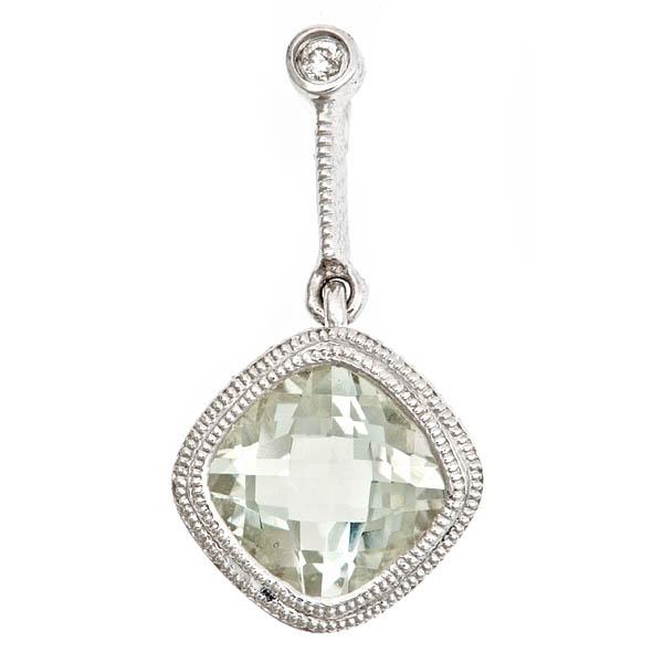 View 14Kw or y/14kr Gold Green Amethyst Pendant
