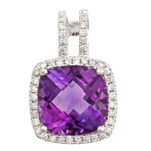 View 14Kw or y/14kr Gold Amethyst Pendant