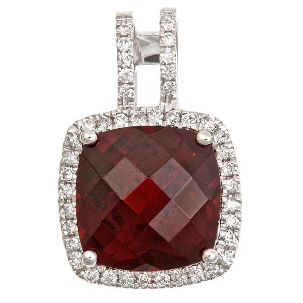 View 14Kw or y/14kr Gold Garnet Pendant