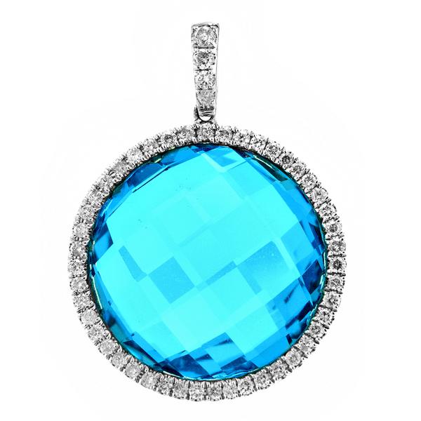 View  Gold Blue Topaz Pendant