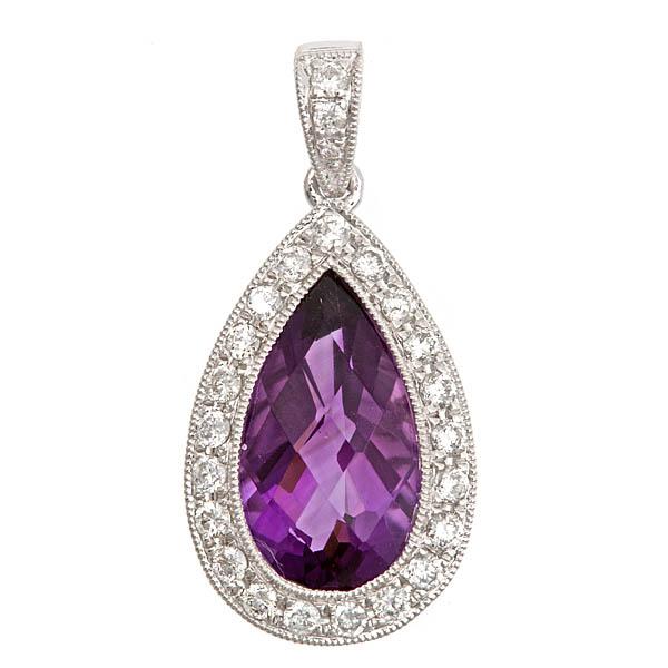 View 14Kw or y/14kr Gold Amethyst Pendant