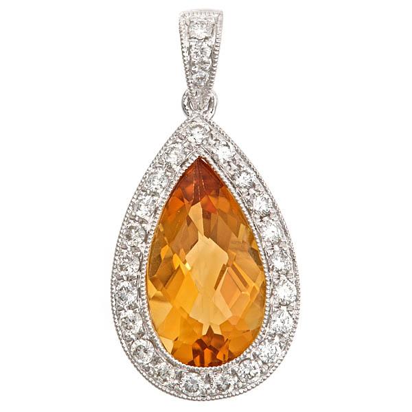 View 14Kw or y/14kr Gold Citrine Pendant