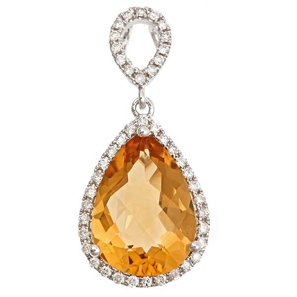 View 14Kw or y/14kr Gold Citrine Pendant