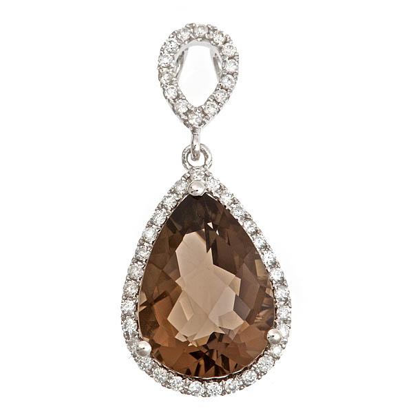 View 14Kw or y/14kr Gold Smoky Quartz Pendant