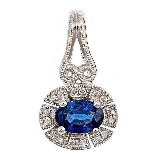 View 14Kw or y/14kr Gold Sapphire Pendant