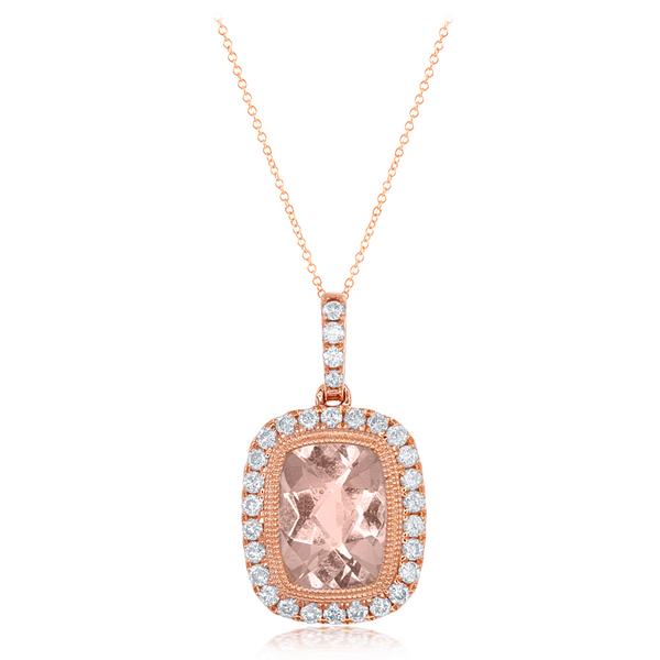 View 14Kw or y/14kr Gold Morganite Pendant